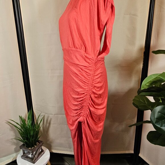 NWT Free People Lakeside Ruched Slit Dress Color Bella Rose Size Large - Picture 7 of 12